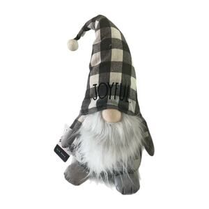NWT Rae Dunn Christmas gnome with plaid hat and beard cute festive